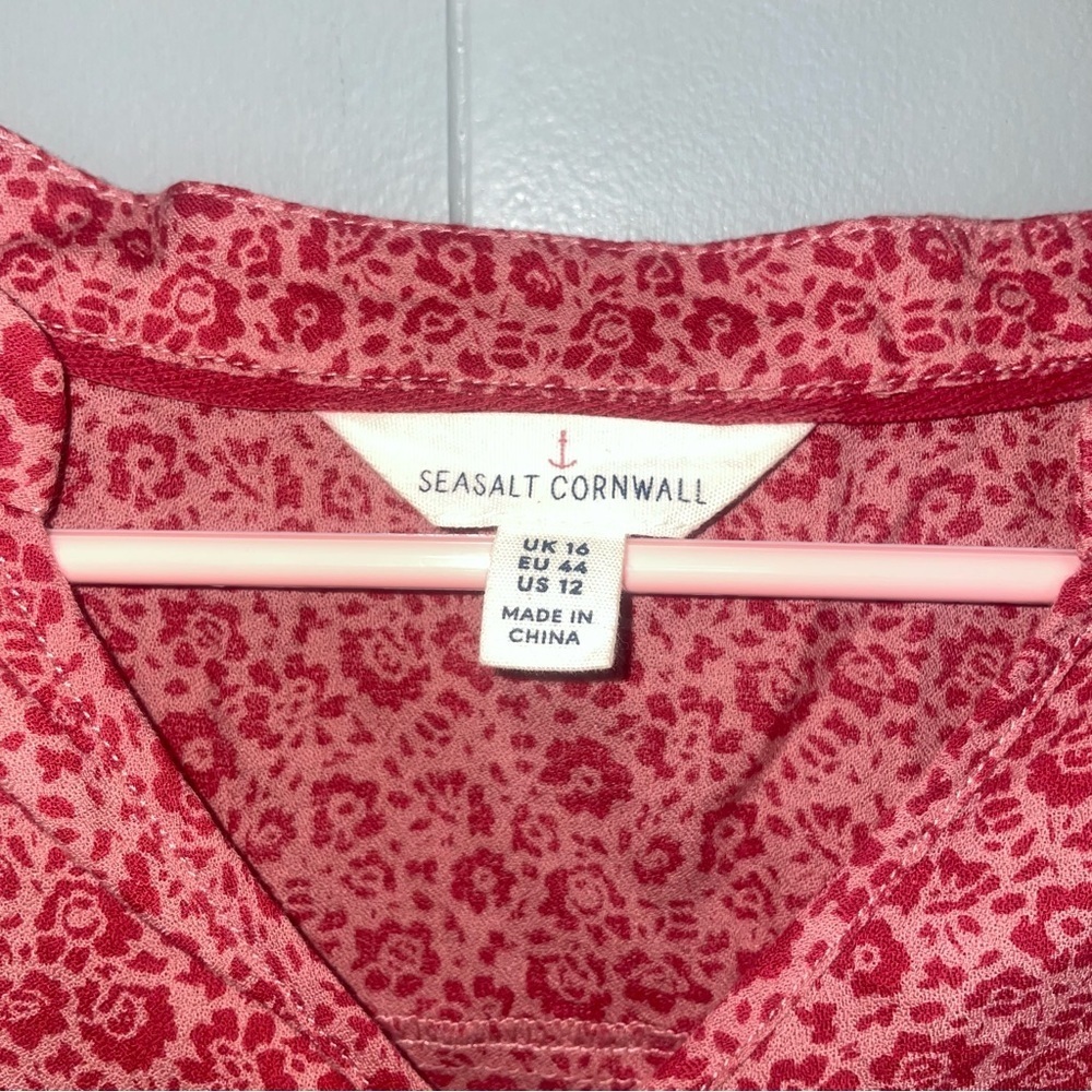 Seasalt Cornwall Colarossi Tunic Pink Floral Blouse Size 12 - Picture 4 of 7